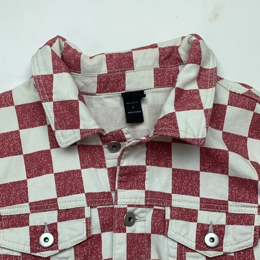Disney x box lunch 1 1x Lady and the Tramp denim jacket Red Cream Plaid Tony's